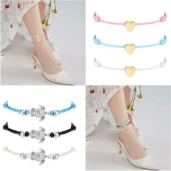 12PCS Women's Beach Turtle/Coin/Heart Ankle Bracelets Waterproof Rope Boho Layered Beach Adjustable Chain Anklet Friendship Gift 12PCS Women's Beach Turtle/Coin/Heart Ankle Bracelets Waterproof Rope Boho Layered Beach Adjustable Chain Anklet Friendship Gift